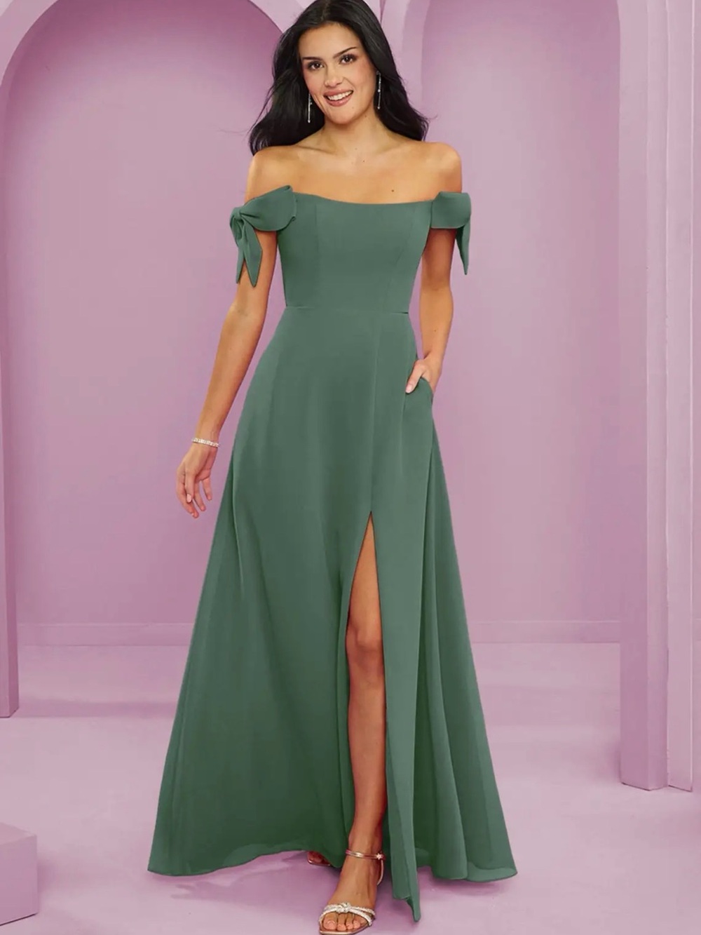 Azazie Barbie Bridemaids Dress in Eucalyptus